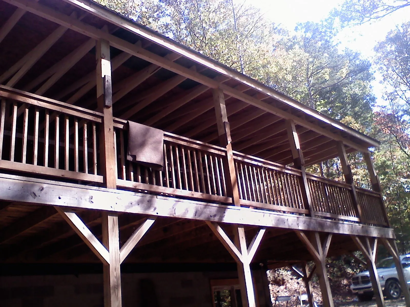 Timber framing under a new elevated porch and deck — Roof Leak Repair in Van Buren by Roofing Brothers